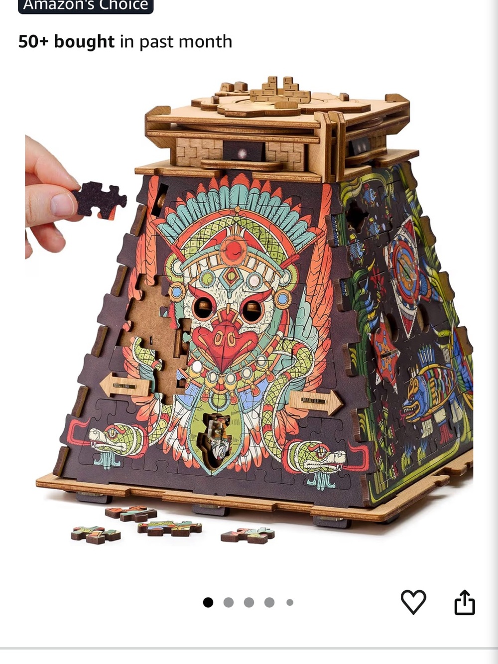 iDventure Cluepuzzle Pyramid of the Sun, Wooden 3D Puzzle & Escape Room Box